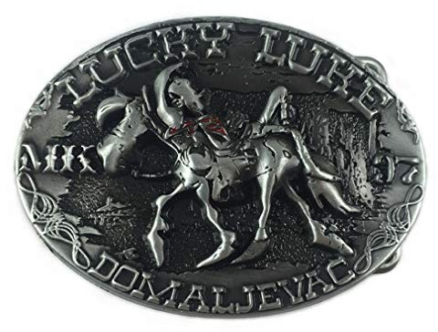 LKMY Western Lucky Luke bältesspänne för män och kvinnor - cowboy rider häst