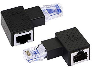 RIIEYOCA Adattatore Ethernet ad Angolo Sinistro, Connettore RJ45 da 90 Gradi Maschio a Femmina di Estensione Cat6 Rete LAN per Computer, Laptop, Router (confezione da 2) (L)
