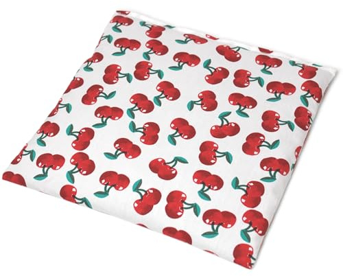 Cojín de semillas de uva, 24 x 24 cm, color blanco cereza – pequeño cojín de granos como cojín térmico y compresa fría