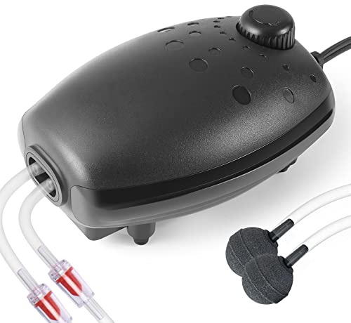 HITOP 3W 80GPH Adjustable Aquarium Air Pump, Upgrade Quiet Oxygen Pump, Powerful Air Aerator for Fish Tank up to 120 Gallon