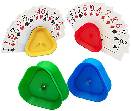 kartenhalter kinder spielkarten 4 Stück Spielkartenhalter Kinder Dreieck Spielkarten Halterung Spielkartenständer Kunststoff Kartenspiele Kartenhalter Spielkartenhalter für Senioren Kinder Erwachsene