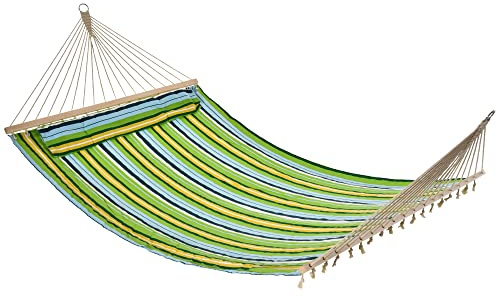 Outsunny Amaca da Giardino per 2 Persone Max 180kg, Amaca da Campeggio in Cotone e Poliestere con Cuscino Rimovibile 340x140cm