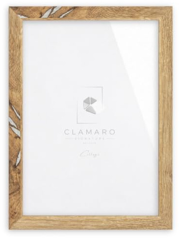CLAMARO Collage bildram 35 x 65 handgjorda enligt mått | ek gammalt trä | modern fyrkantig MDF träram inkl. akrylglas, bakvägg och hängare (liggande och stående format)