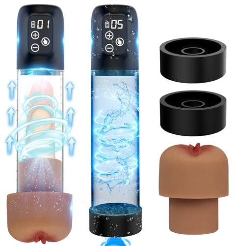 Penispumpen für Penisvergrößerung Penis Erektion, Elektrische Penis Vakuumpumpe mit 6 Saugstufen, Penis Pumpe Masturbator mit 2 Silikonhülsen Sexspielzeug für Mann