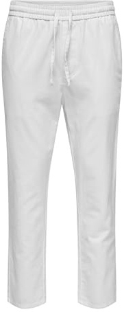 Only & Sons Pantaloni da Uomo ONSLINUS Crop Lin – Tapered Fit – XS S M L XL XXL, Bianco, M