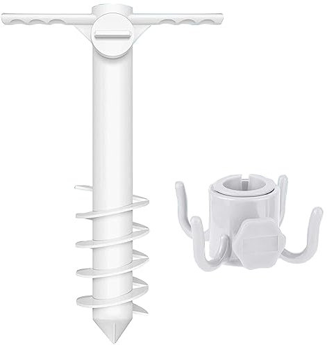 AMZLORD Insertos giratorios 3/5 en espiral para paraguas, enchufe ajustable para paraguas, equipo de tierra para arena, tierra, hierba