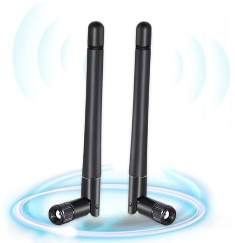 WiFi Antenna 2.4GHz 5GHz 5.8GHz 3dBi Dual-Frequency RP-SMA Male (2 Packs), External Antenna for Network Card USB Adapter WiFi Router