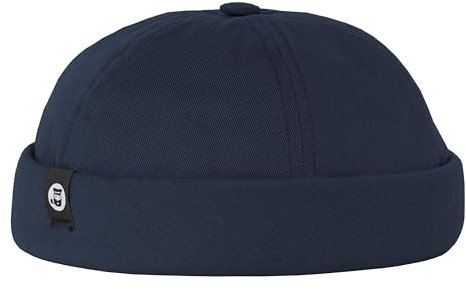 HANSEHELD Docker Cap Baumwolle Blau Kurz Flach Fischermütze | Seemannsmütze | Dockermütze | Unisize | Klettverschluss | Sommer | Docker Hut