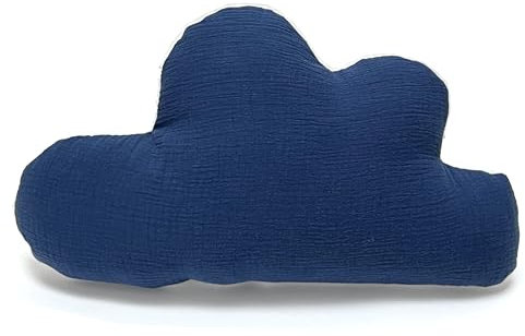 Blausberg Baby – molnkudde personlig, baby gåva med namn och födelsedatum för födseln, dop – muslin marinblå – alla material Oeko-TEX Standard 100 certifierad