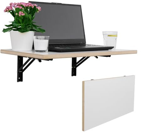 CAWI Stabiler Wandklapptisch aus Massivholz: Platzsparender, Faltbarer Küchentisch und Schwebender Schreibtisch, Laminiertes MDF Klapptisch