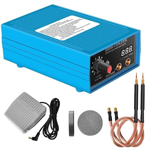 5000W Battery Spot Welder, Portable Welder Kit for 18650/26650/32650 Battery Pack, 10 Gear Spot Welding Machine, 4.0Ah Rechargeable Battery LCD Display for 0.1-0.15mm Nickel Strip