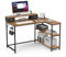 Mondeer Schreibtisch L Form mit Regalen Reversibel, Eckschreibtisch 120x90x90cm, Abnehmbare Monitorständer mit 2 Schubladen, Computertisch für Büro Heimbüro Arbeitszimmer, Vintage Braun