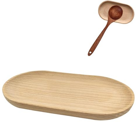 Repose Cuillère Cuisine, Porte Cuillere Cuisine en Bois Rétro Naturel Porte-Ustensiles Cuisine pour Porte-Couverts de Comptoir pour Spatules Cuillères Pinces et Autres Ustensiles de Cuisine-Brun Clair