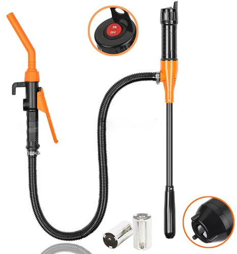 BOPELMALLS Battery Fuel Transfer Pump,With a Flow Control Nozzle,Up to 2.4 Gallons/Min,for Fuel Water Gasoline Diesel Motor Oil,Battery Operated Water Pump
