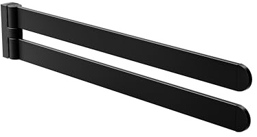 Amig - Movable Double Bathroom Towel Rail Mod. Oma-3 | Wall-Mounted Towel Holder Screws Included | 434 x 75 x 30 mm | Zamak | Matt Black