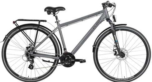 CLOOT Bicicleta Trekking 700 Adventure 7.1 Disc 24 Velocidades Cuadro Aluminio Portaequipajes Frenos Disco Suspensión Delantera Guardabarros Luces Ciudad Campo Uso Diario Unisex XL 186-196 cm