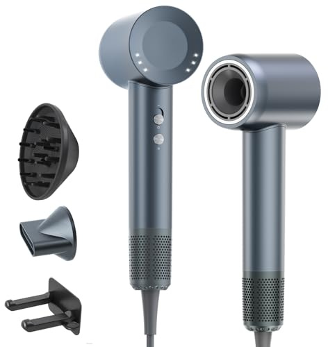 Asciugacapelli Ionico 160.000 giri/min con Diffusore, 59 dB，Blu ghiaccio