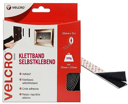 VELCRO Brand Cinta adhesiva 20mm x 5m Negro