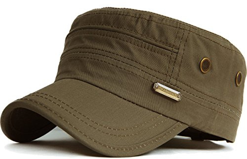 Kuyou Casquette militaire unisexe en coton vintage - Casquette de baseball plate, Taille unique