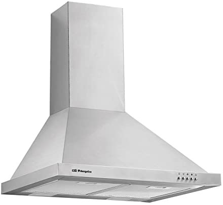 Orbegozo DS 48170 B IN - Campana extractora decorativa 70 cm, motor de 190 W, 3 niveles de potencia, 3 filtros desmontables, extracción 630 m3/h, iluminación LED