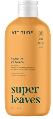 ATTITUDE Body Wash, EWG Verified Shower Gel, Dermatologically Tested, Plant and Mineral-Based, Vegan Personal Care Products, Orange Blossom & Eucalyptus Scent, 473 mL