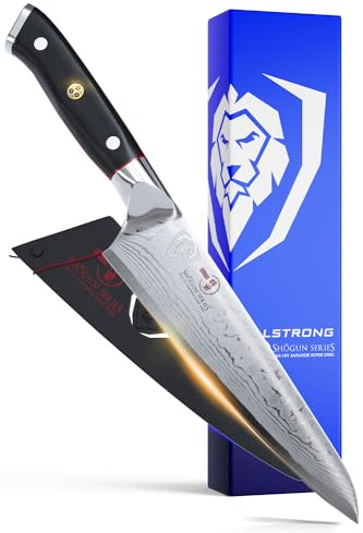 Dalstrong Chef Knife - 7 inch Blade - Shogun Series ELITE - Damascus - Japanese AUS-10V Super Steel - G10 Black Handle - Razor Sharp Kitchen Knife - Full Tang Cooking Chef's Knife - Sheath