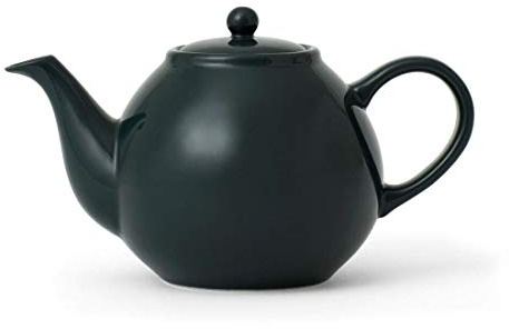 VIVA scandinavia Porzellan Retro Teekanne dunkel-grün mit Deckel, Tee-Sieb, Henkel und Nicht tropfenden Ausguss, 0,84 Liter