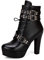 JIEEME Moda de mujer con cordones Cremallera Tacón bloque Tacón alto Punta redonda Plataforma Caminar Fácil Cómodo Botas de caña corta para mujer z39961, Negro , 43 EU