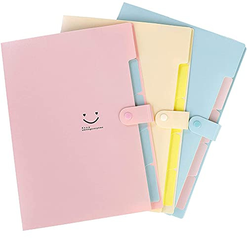 3 Piezas A4 Expansión Carpetas De Archivos, 5 Bolsillos Carpeta De Archivos Con Cierre A Presión Tamaño De Letra Organizador De Papel Para Documentos En Acordeón Para Oficina Escuela Casa