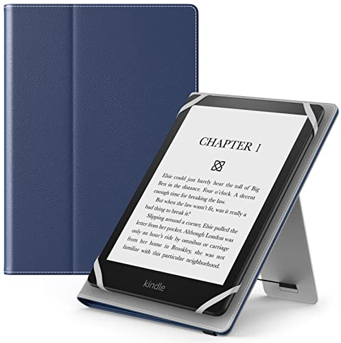 Moko Étui Universel pour liseuse Kindle 6, 6,8, 7, Tablette Fire - Kindle/Kobo/Voyaga/Lenovo/Sony Kindle E-Book - Étui à Rabat léger en Cuir PU avec dragonne/béquille - Indigo