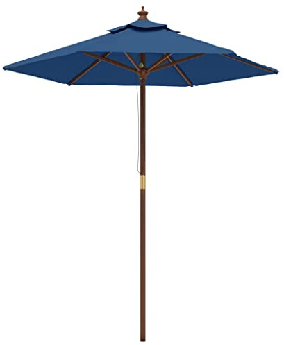 vidaXL Ombrellone da Giardino con Palo in Legno Azzurro 196x231 cm