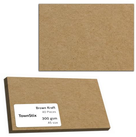 40 Blatt, 300g - Kraftpapier A5, Kartonpapier Fotokarton Tonkarton Pappe Braun Karton