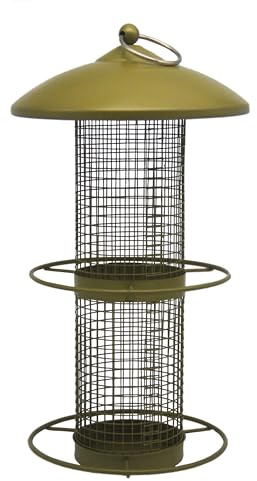 Dehner Natura Premium foderpelare Adeline, foderstation för vilda fåglar, foderstation robust/hängande, ca 30 x 16 x 16 cm, metall, guld