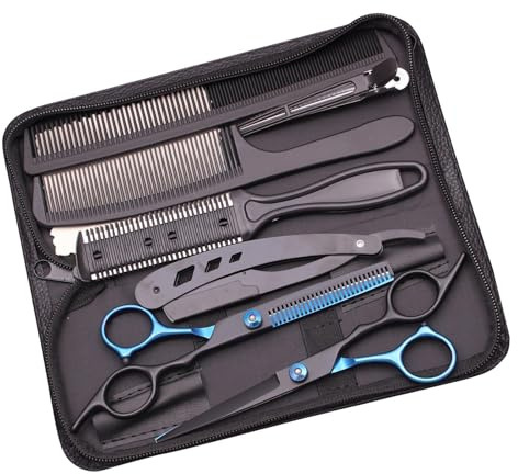 Set di forbici professionali da taglio per capelli, set di forbici professionali per tagliare la barba, modellare, cura, in acciaio inox, per parrucchiere a casa