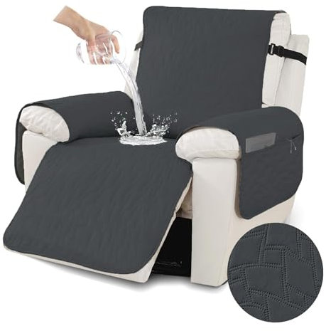 FALANZATH Sesselschoner für Relaxsessel, 100% Wasserdichter, Sesselauflage mit Taschen, Abnehmbar und Waschbar, Haustierfreundlich, Schutzbezug für Fernsehsessel,1 Sitzer