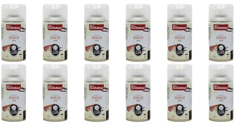 BURI Luftfräschare vaniljdoft | 12-pack aromatisk rumsdoft lämplig för alla automatiska doftdispenser, sprutor, maskiner, uppfriskande arom och doftintensitet
