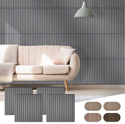 Paneles de pared de madera CLICK-DECK | Paneles acústicos | Paneles de listones | Absorción acústica | Ignífugos FSC | Paneles de pared de madera | Paquete de 4