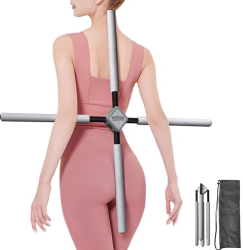 Back Straightener Posture Corrector|Yoga Stick Stretching Tool for Women and Men|Portable Posture Corrector Pole,Stretch Mobility Stick, Physical Workout Exercise Dowel (Gray)