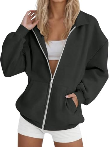 Sudadera para mujer, sin capucha, algodón, chaqueta para mujer, color liso, sudaderas, cuello alto, sudadera con cremallera, para primavera, otoño y algodón y lino
