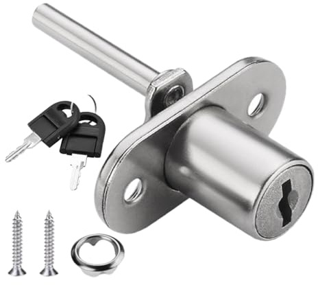 Serratura per Mobili con Chiave, Tipo 288-16 in Acciaio Laminato a Freddo, Ø16mm per Ante Armadio, Cassetti e Cassette Postali, Include 2 Viti