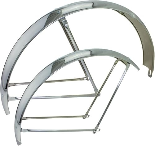 OG Lowrider Classic 26 Adjustable Balloon Fender Set Chrome – 80mm Steel Beach Cruiser Fenders with Braces & Hardware for Custom Lowrider Bikes