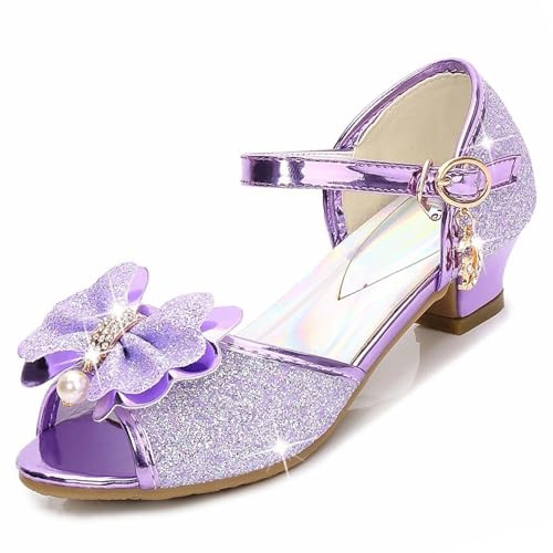 ZOUPREME Scarpe da Principessa per Bambina, Scarpe Costume con Tacco Basso, Scarpette Eleganti (C-Purple,30)