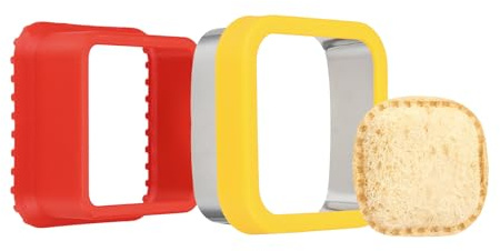 QUARKZMAN Cortador Y Sellador De Sándwiches Cortadores De Galletas Adorables Accesorios Para Almuerzo Forma Cuadrada Para Lonchera Galletas DIY Bento Regalo Rojo/Amarillo