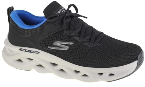 Skechers Go Run Swirl Tech Dash Charge Uomo Scarpe da Corsa 46 EU Max Cushioning Hyper Burst Goodyear Suola Leggera Traspirante Vegan Nero Blu
