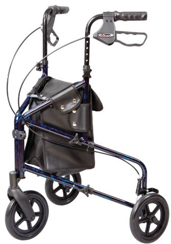 Carex 3 Wheel Walker for Seniors, Foldable, Rollator Walker with Three Wheels, Three Wheel Rolling Walker Height Adjustable for Seniors, Blue, Trio, Folding