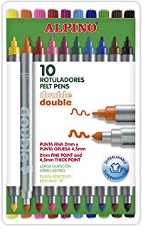 ALPINO AR000013 Pack 10 Filzstifte Doppelfasermaler, farblich Sortiert
