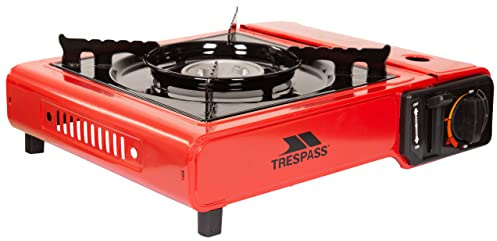 Trespass Gastro, Red, Campingkocher mit eingebautem Zünder & Temperaturregler, Rot