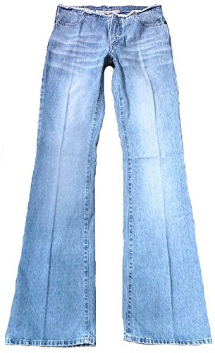 Fornarina Pantalones de mezclilla para mujer, diseño de estrella de rock, con flecos, color azul