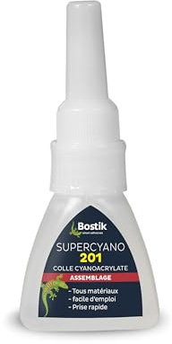 Bostik Supercyano 201 – Super glue Universelle – Extra Forte – Tous Matériaux – Transparente – Prise Rapide – Tube 20 g