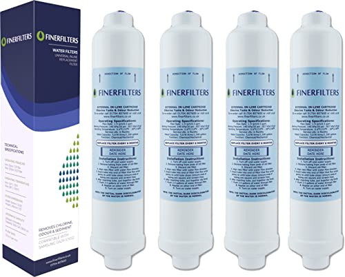 FINERFILTERS 4 x Rangemaster Fridge Compatible Water Filter Cartridge, fits SXS Series Fridges with external filters,FF-6010PF